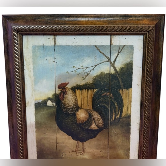 🔻Vintage🔻David Carter Brown, Rustic Rooster Framed Artwork, 17.50"' X 14" 🐔 - Picture 3 of 6